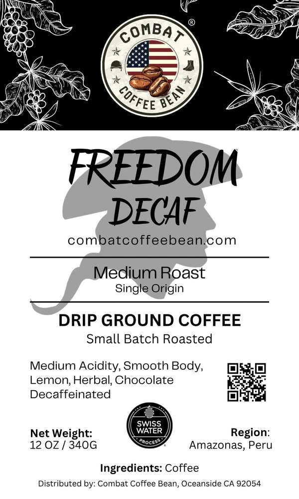 Freedom Decaf - Peruvian - Medium Roast (Smooth Body, Lemon, Herbal, Chocolate)