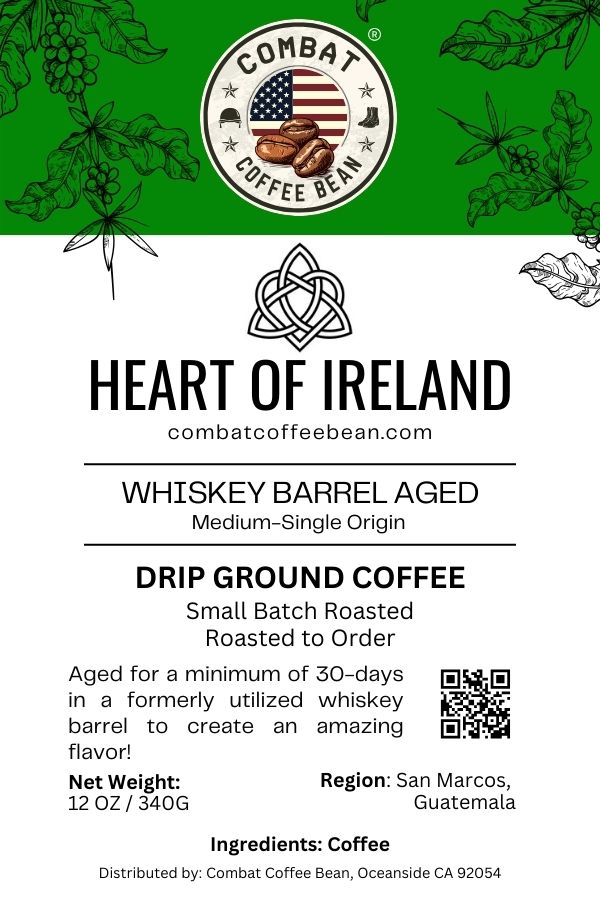 HEART OF IRELAND - Blended - Medium Roast - Flavored (notes of oak, caramel, and a gentle whiskey finish)