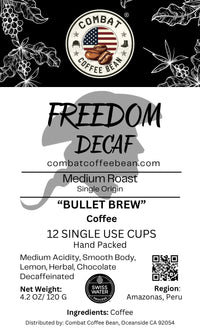 Freedom Decaf Bullet Brew - Coffee Pods (Peruvian Decaf, Lemon, Herbal, Chocolate)