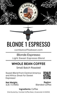 Blonde 1 Espresso (Sweet Blend from Central America and Africa. Great for Sweet Espresso!)