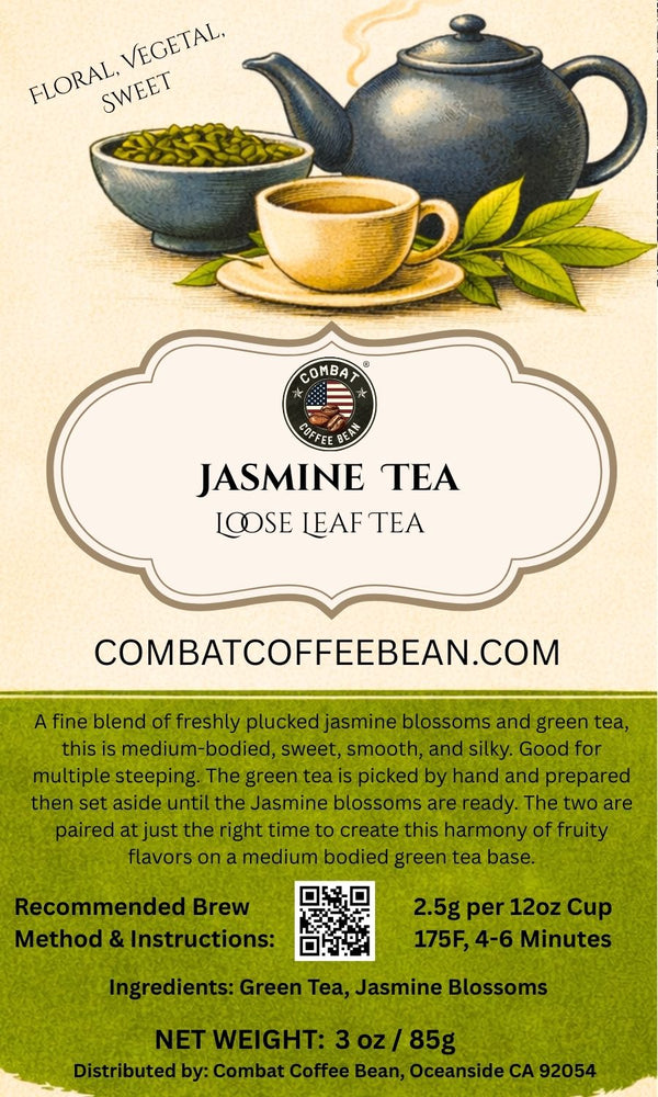 Jasmine Tea (Floral, Vegetal, Sweet, High Astringency, High Body, Medium Sweetness)