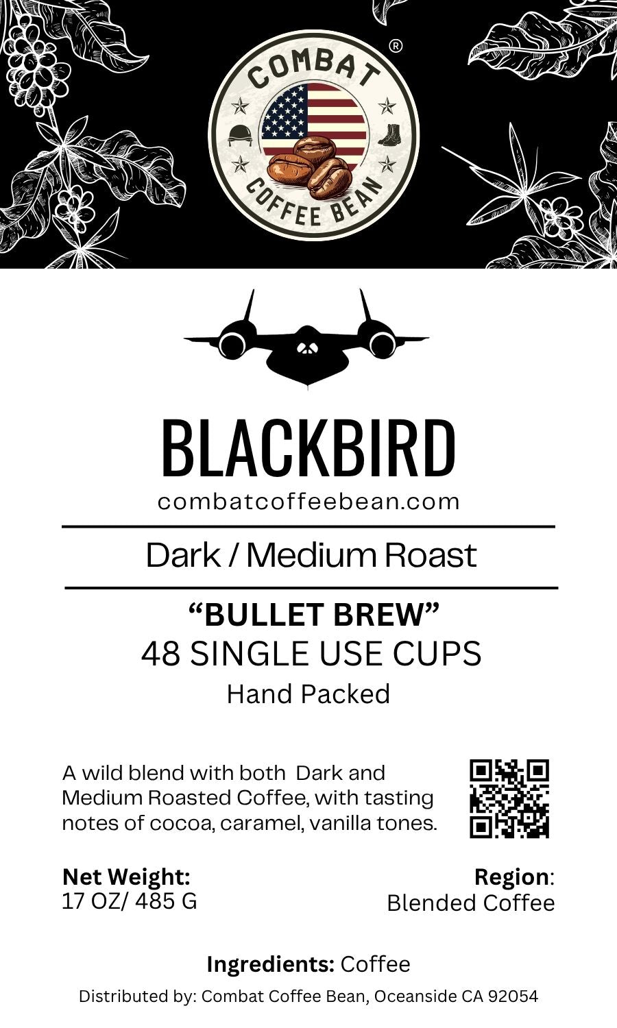 Blackbird - Blended - Medium/Dark Roast Blend (Cowboy Blend, notes of Cocoa, Caramel, Vanilla tones)