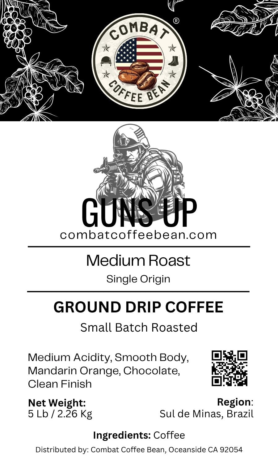 GUNS UP - Brazilian - Medium Roast (Smooth Body, Mandarin Orange, Chocolate)