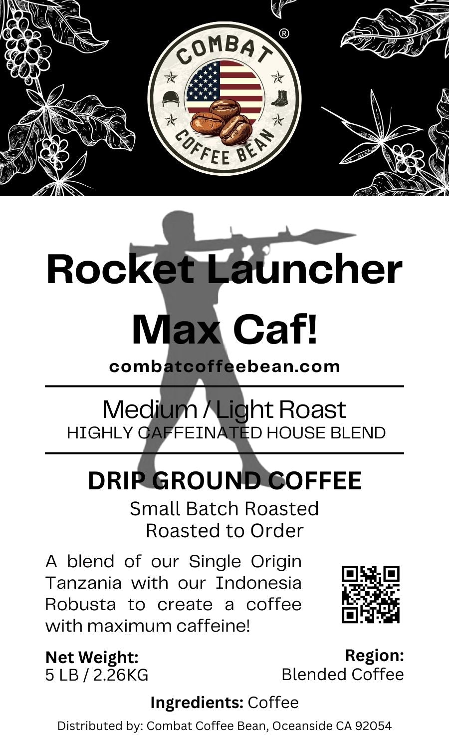 Rocket Launcher - Max Caffeine Blend - Blended - Light/Medium Roast (Maximum Caffeine!)