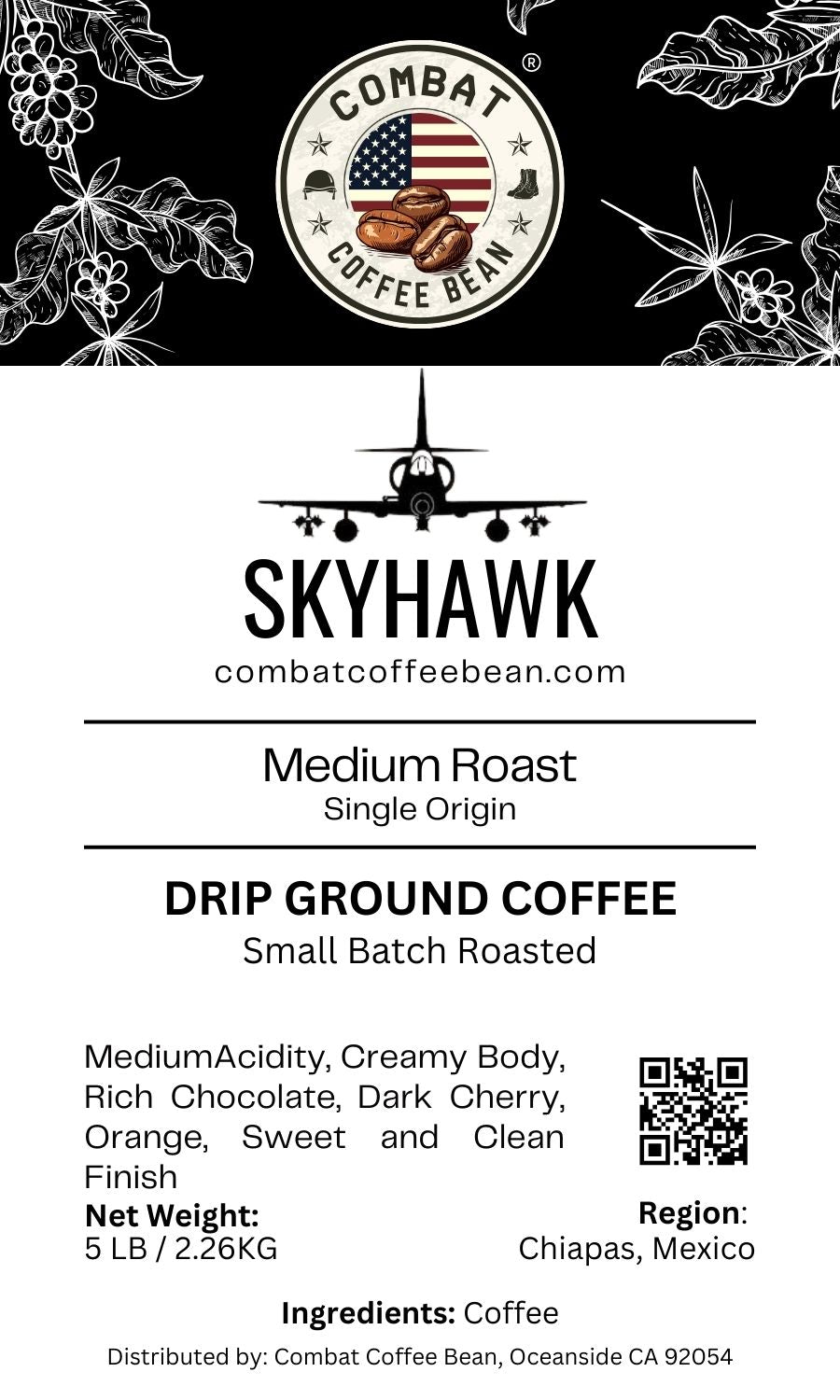 Skyhawk - Mexican - Medium Roast (Creamy Body, Rich Chocolate, Dark Cherry, Orange)