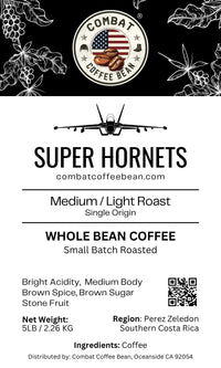 Super Hornets - Costa Rican - Medium/Light Roast (Brown Spice and Brown Sugar, hint Stone Fruit)