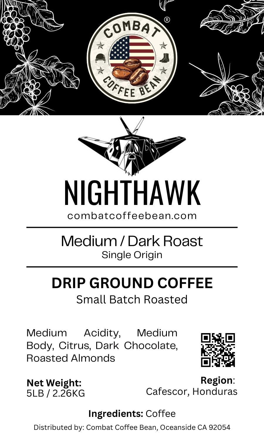 Nighthawk - Honduran - Medium / Dark Roast (Smooth Body, Mandarin Orange, Chocolate)