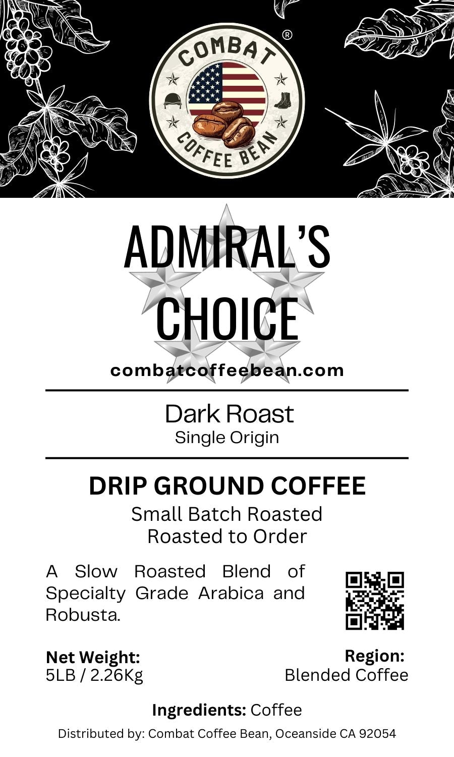 Admiral's Choice - Italian Roast - Blended - Dark Roast (Dark Chocolate, Toasted Walnut, Hint of Smokiness)