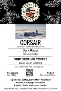 Corsair - Blended - Dark Roasted - Ground Coffee with Mushrooms