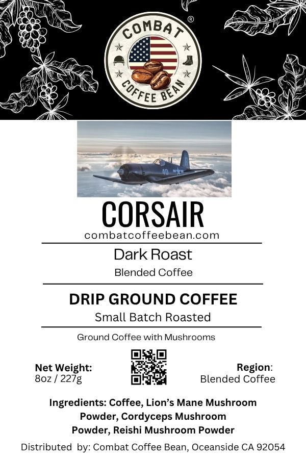 Corsair - Blended - Dark Roasted - Ground Coffee with Mushrooms
