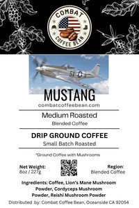 Mustang - Blended - Medium Roast - Ground Coffee with Mushrooms