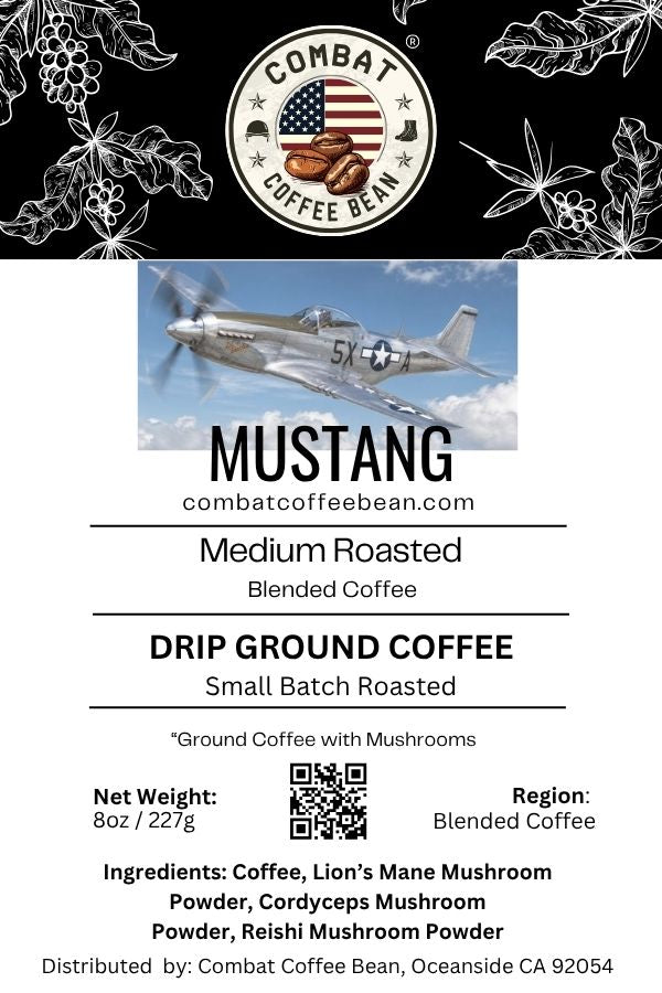 Mustang - Blended - Medium Roast - Ground Coffee with Mushrooms